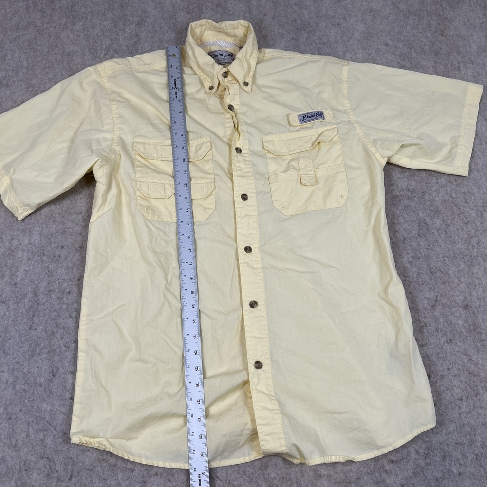 Bimini Bay Outfitters Mens Yellow Short Sleeve Button Up Fishing Shirt Size M - Picture 2 of 9